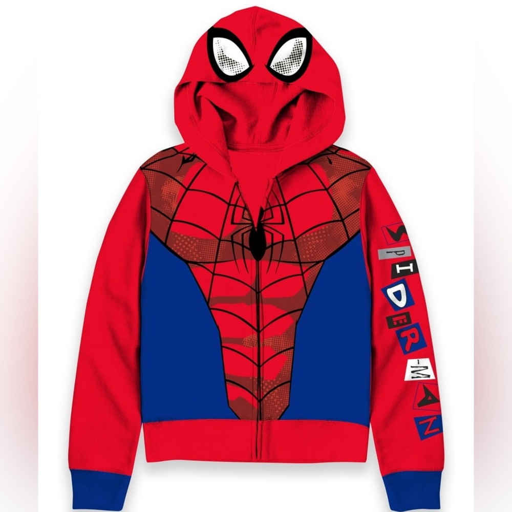 New 6/7 Marvel SpiderMan zip up hooded jacket - Picture 1 of 5